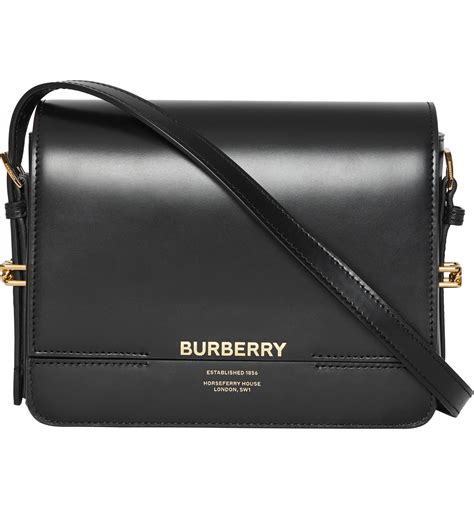 Leather crossbody bag Burberry Black in Leather 